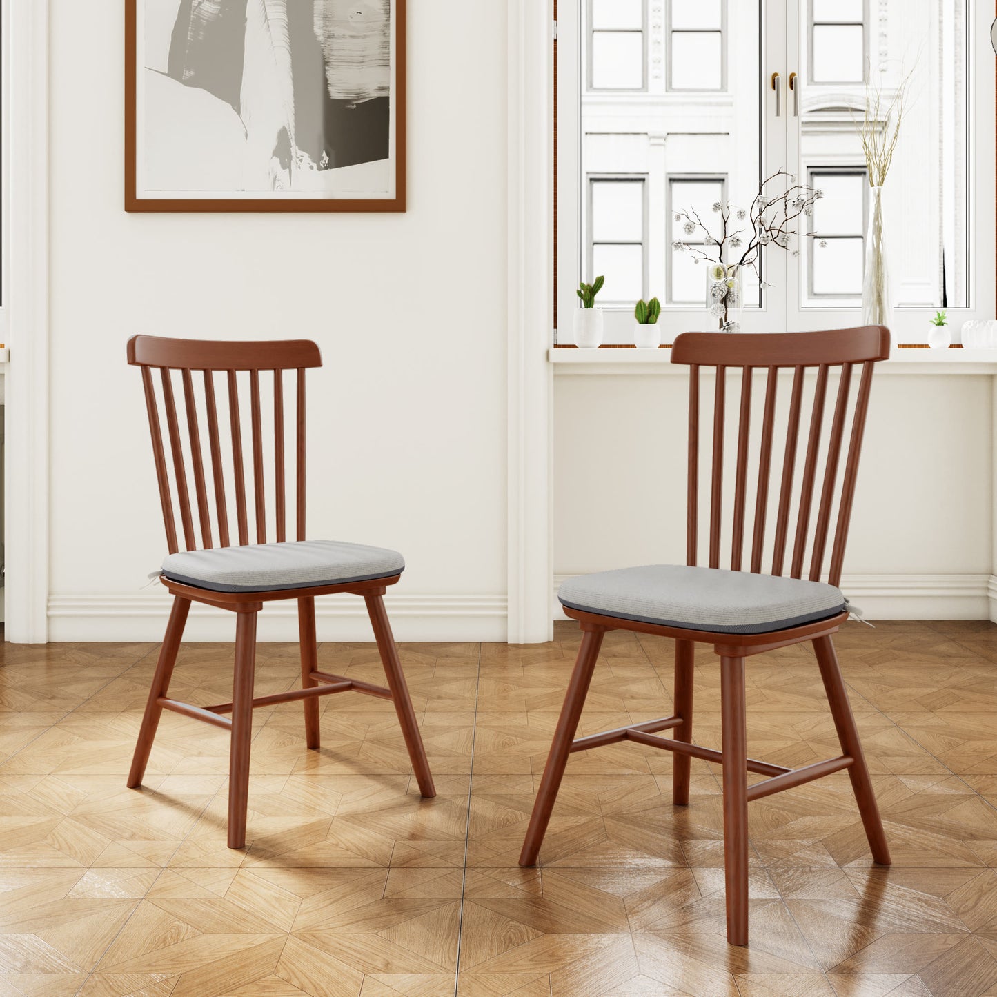 Ownkoti 2x/4x/6x Farmhouse Retro Wood Dining Room Chairs