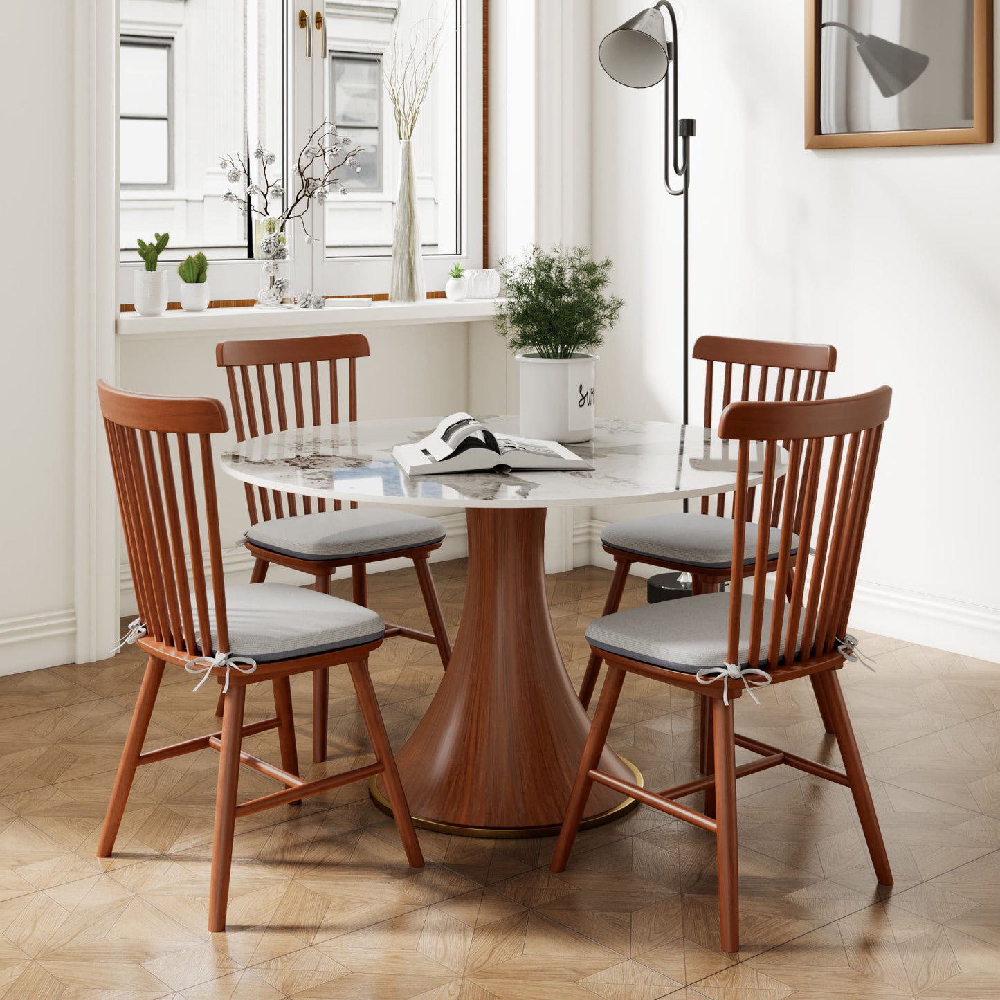 Ownkoti 2x/4x/6x Farmhouse Retro Wood Dining Room Chairs