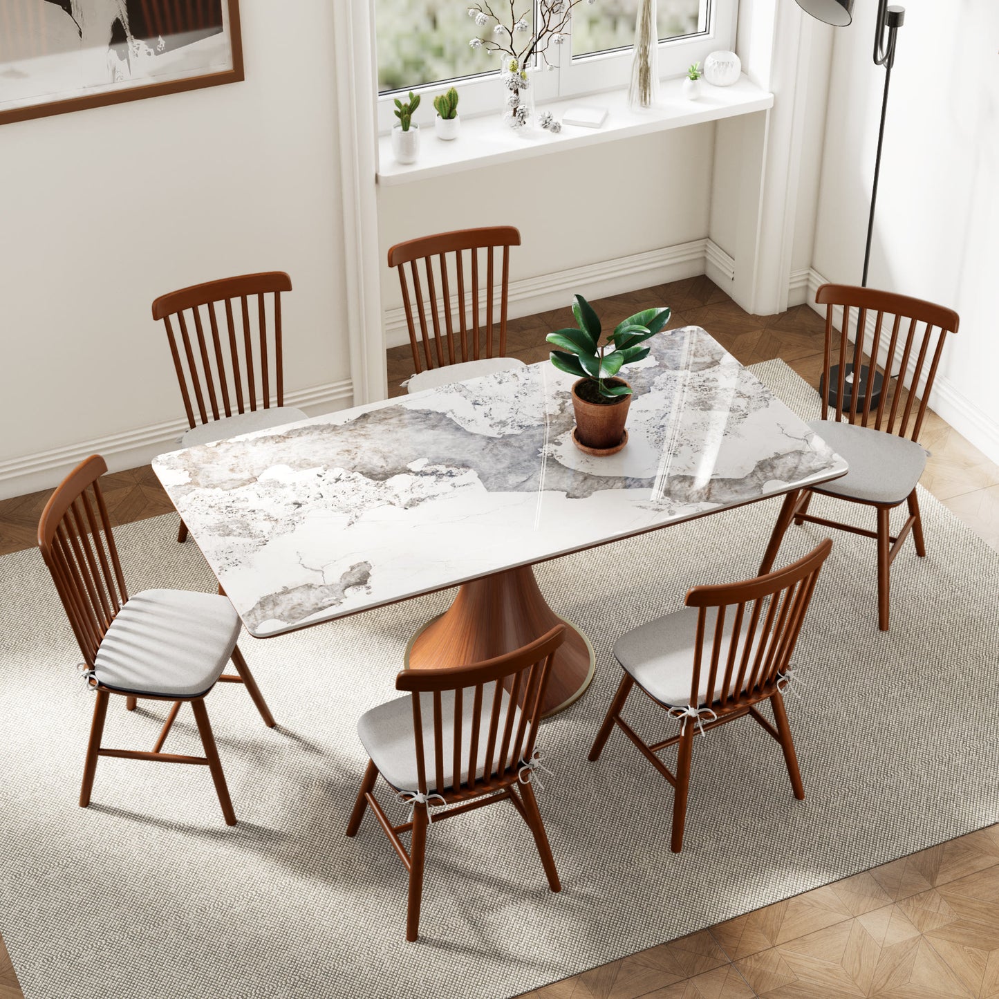 Ownkoti 2x/4x/6x Farmhouse Retro Wood Dining Room Chairs