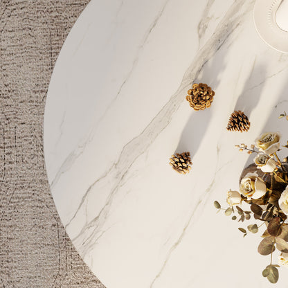 Ownkoti Mid-century Round Solid Wood Pedestal Coffee Table