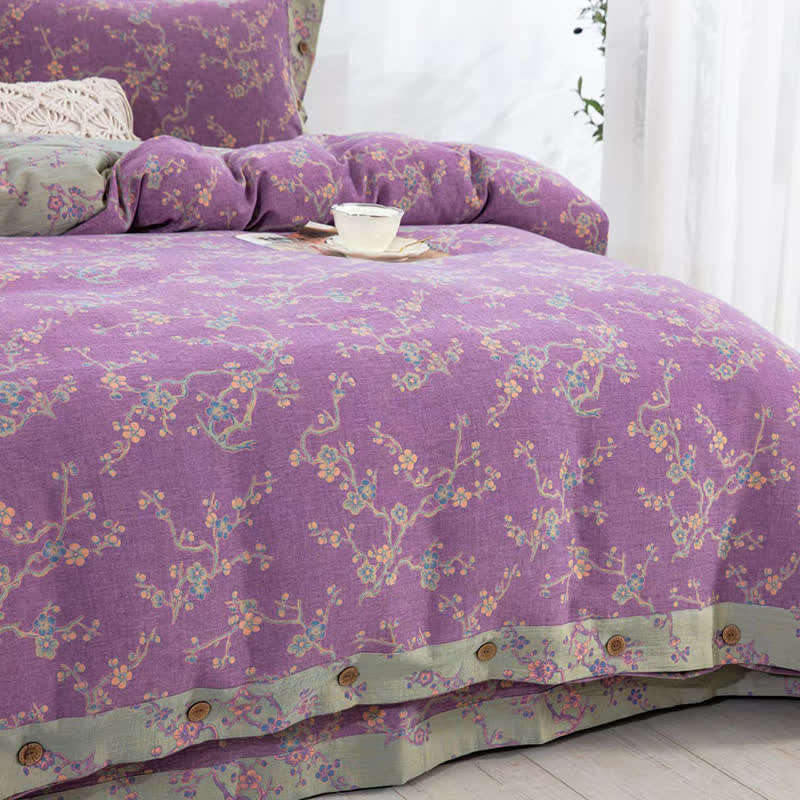 Ownkoti Wintersweet Cotton Gauze Jacquard Bedding Set(4pcs)