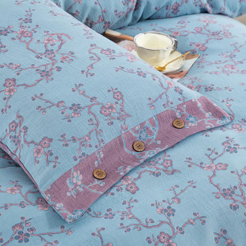 Ownkoti Wintersweet Cotton Gauze Jacquard Bedding Set(4pcs)