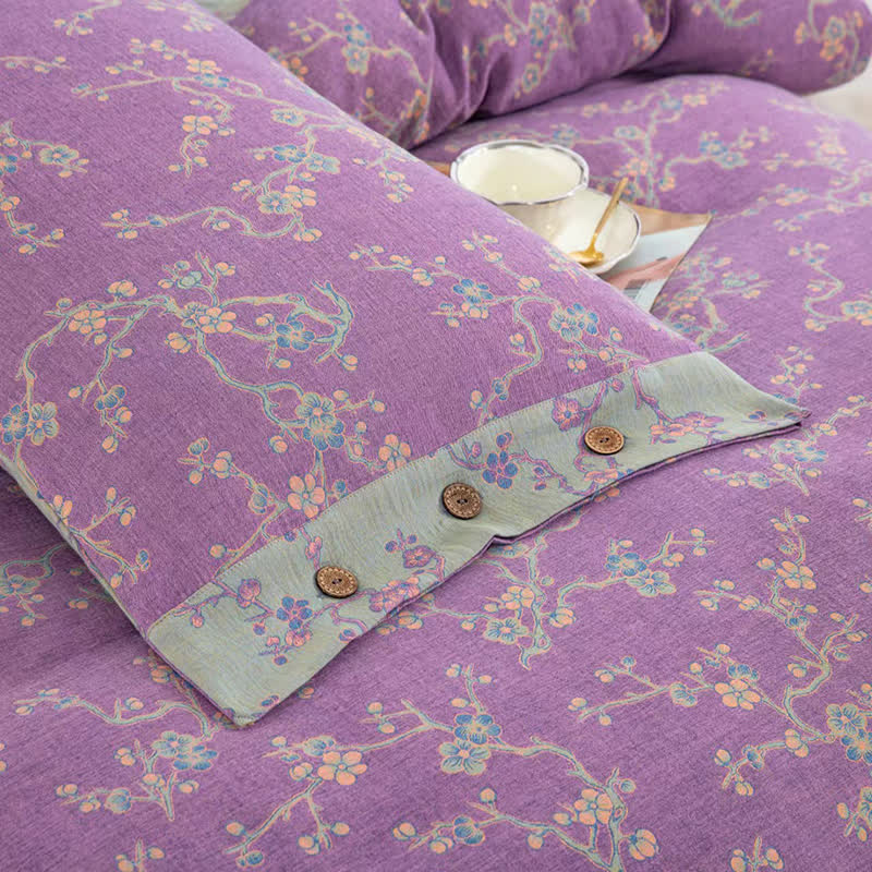 Ownkoti Wintersweet Cotton Gauze Jacquard Bedding Set(4pcs)