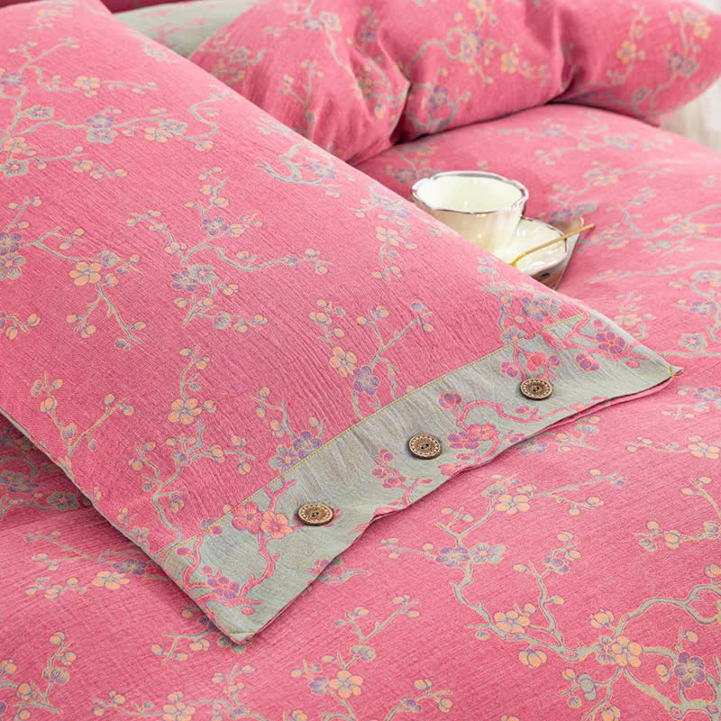 Ownkoti Wintersweet Cotton Gauze Jacquard Bedding Set(4pcs)