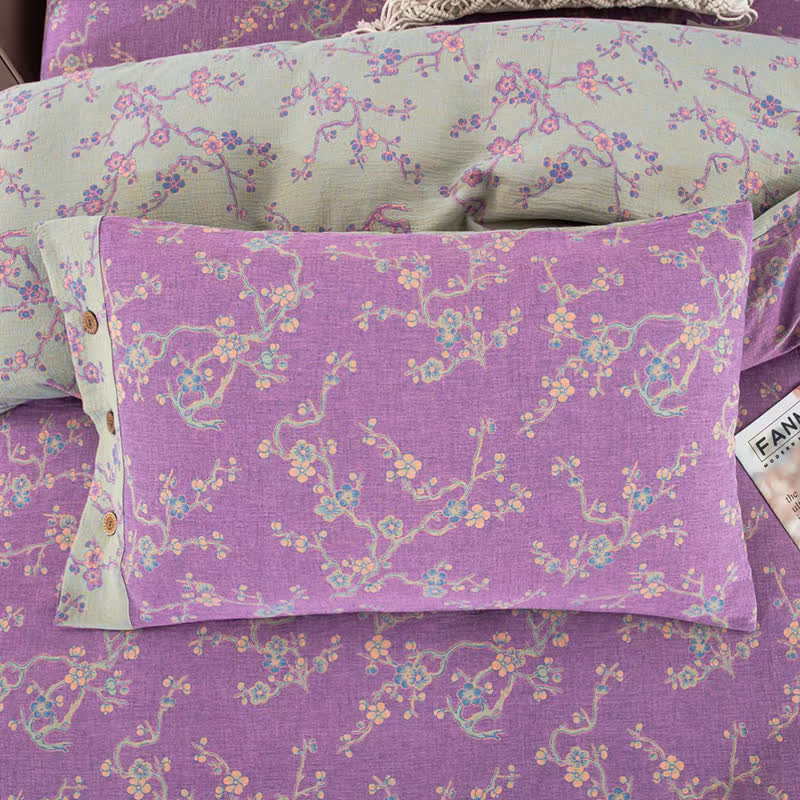 Ownkoti Wintersweet Cotton Gauze Jacquard Bedding Set(4pcs)