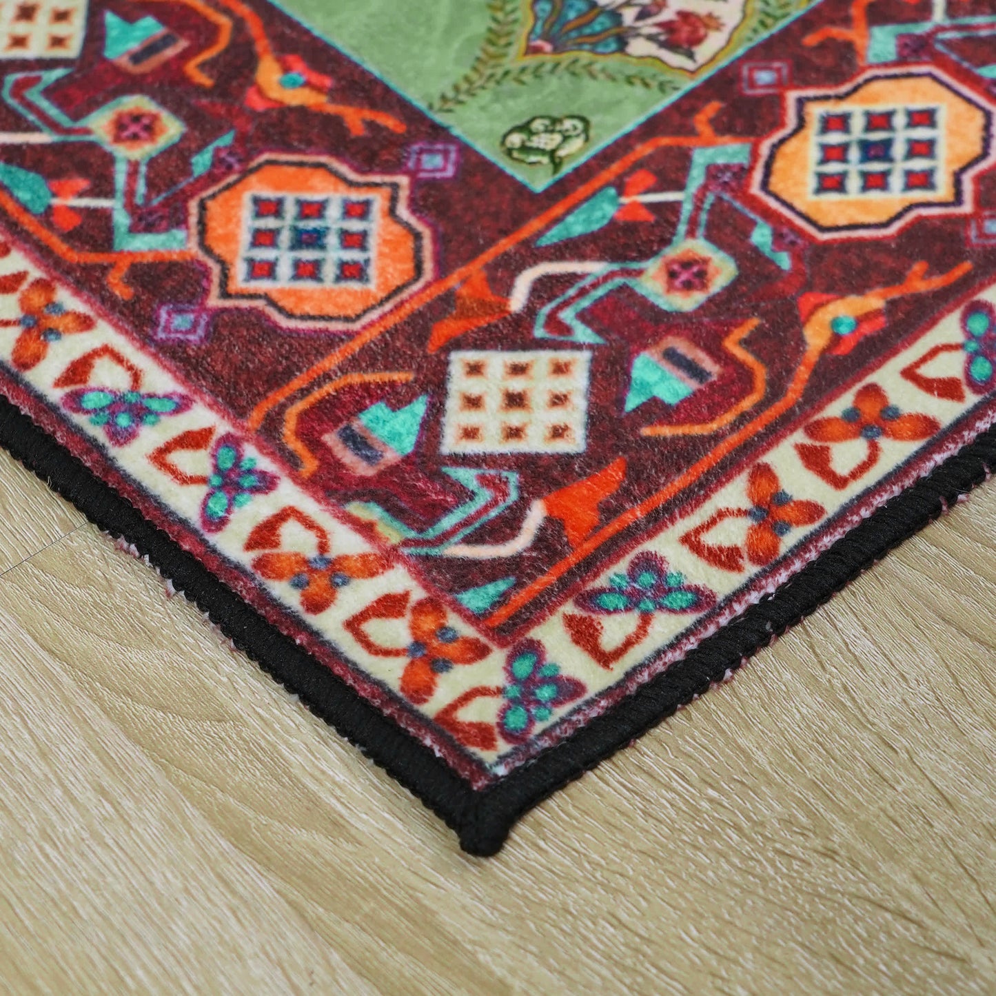 Ownkoti Washable Vintage Floral Anti-slip Green Area Rug - image 8