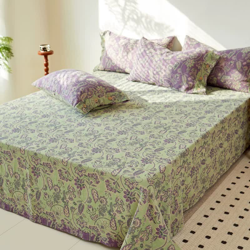 Ownkoti Abstract Floral Cotton Gauze Jacquard Bedspread