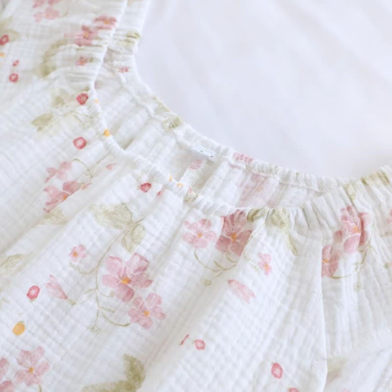 Ownkoti Cherry Blossom Flutter Sleeve Loungewear Set