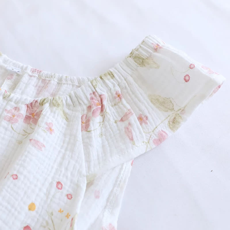 Ownkoti Cherry Blossom Flutter Sleeve Loungewear Set