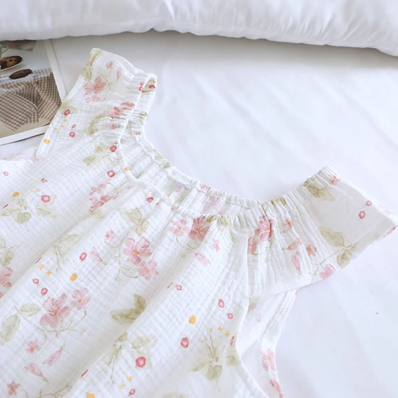 Ownkoti Cherry Blossom Flutter Sleeve Loungewear Set