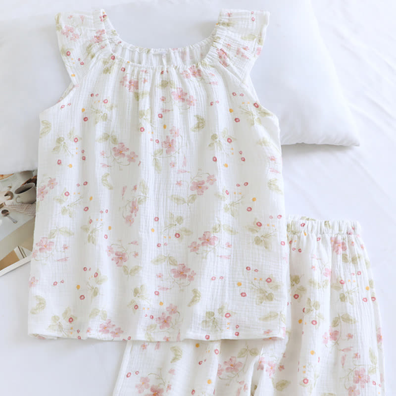 Ownkoti Cherry Blossom Flutter Sleeve Loungewear Set