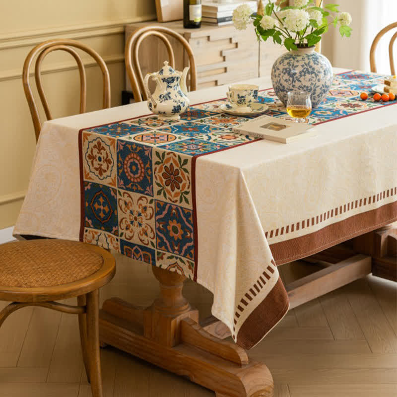 Ownkoti Moroccan Style Jacquard Decorative Tablecloth