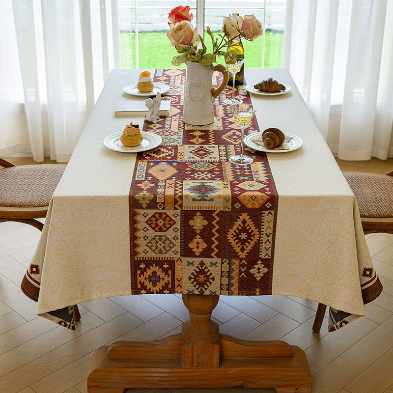 Ownkoti Moroccan Style Jacquard Decorative Tablecloth
