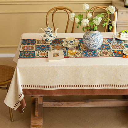 Ownkoti Moroccan Style Jacquard Decorative Tablecloth