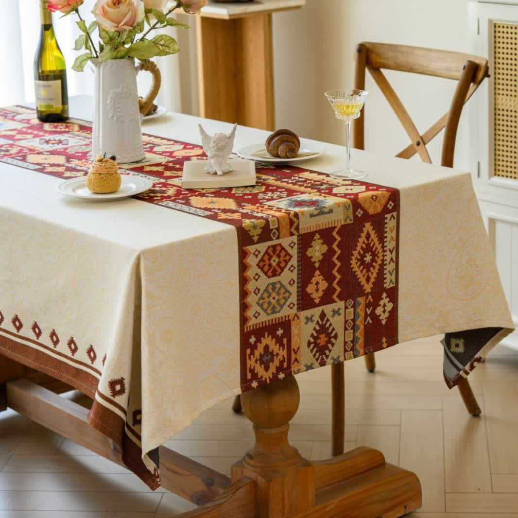 Ownkoti Moroccan Style Jacquard Decorative Tablecloth