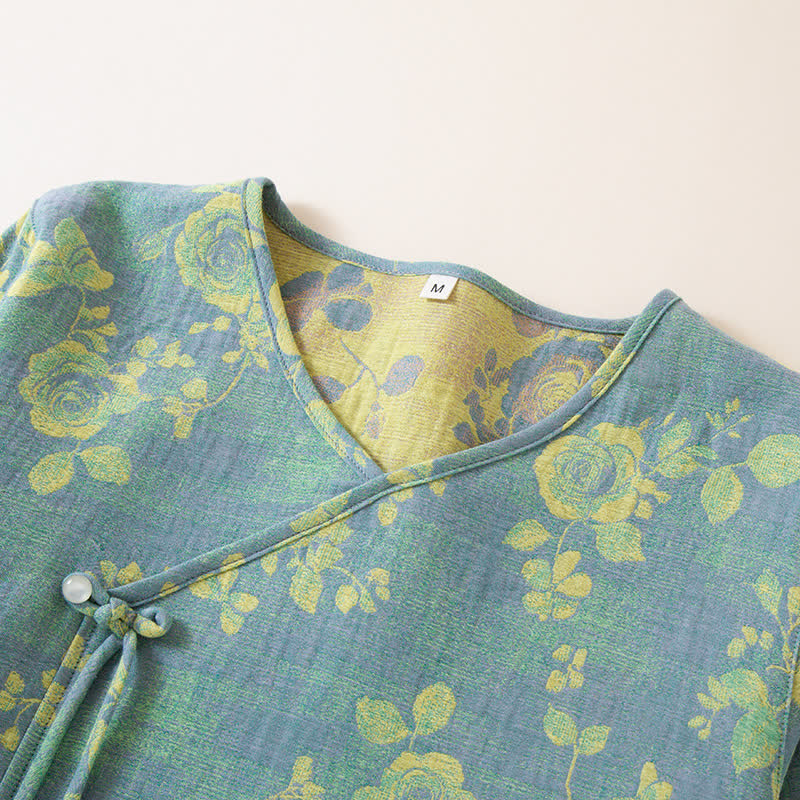 Ownkoti Rose Jacquard Cotton Gauze Sleepwear Set