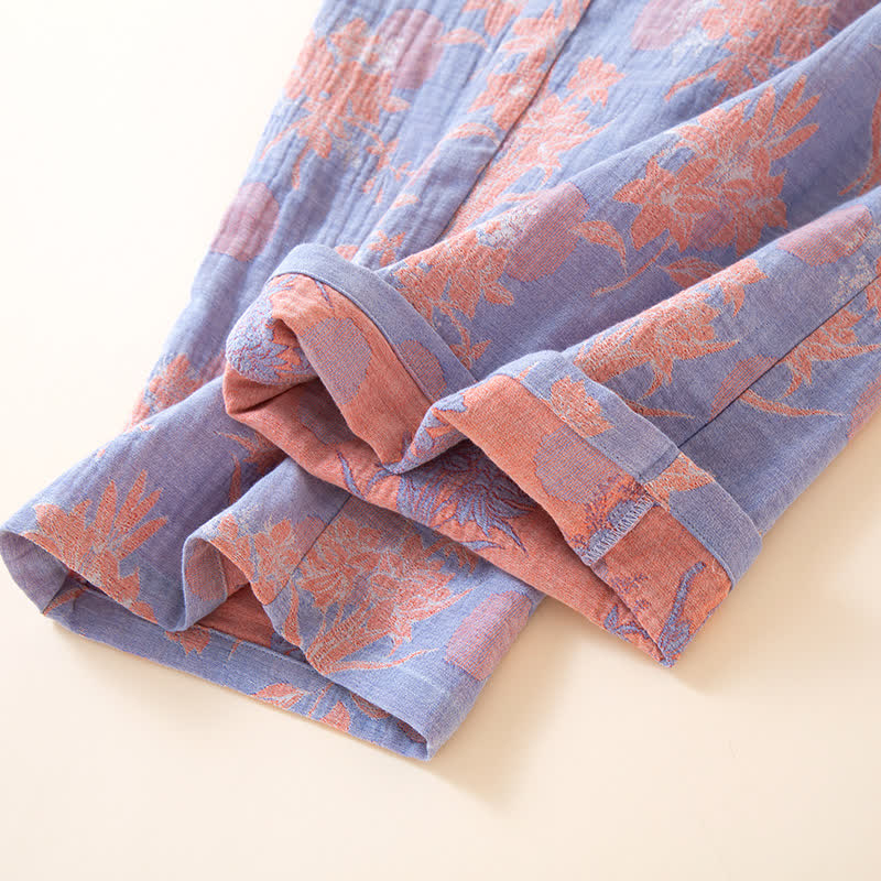 Ownkoti Oriental Lily Cotton Gauze Sleepwear Set