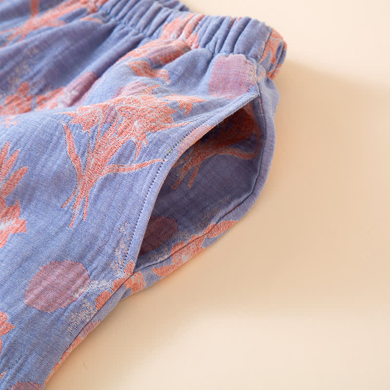 Ownkoti Oriental Lily Cotton Gauze Sleepwear Set