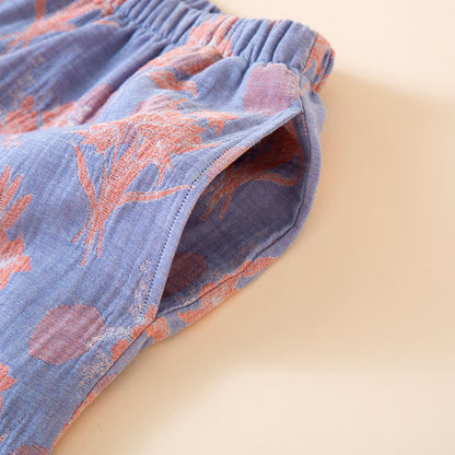 Ownkoti Oriental Lily Cotton Gauze Sleepwear Set