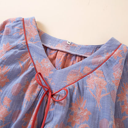 Ownkoti Oriental Lily Cotton Gauze Sleepwear Set