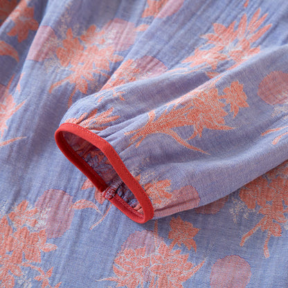 Ownkoti Oriental Lily Cotton Gauze Sleepwear Set