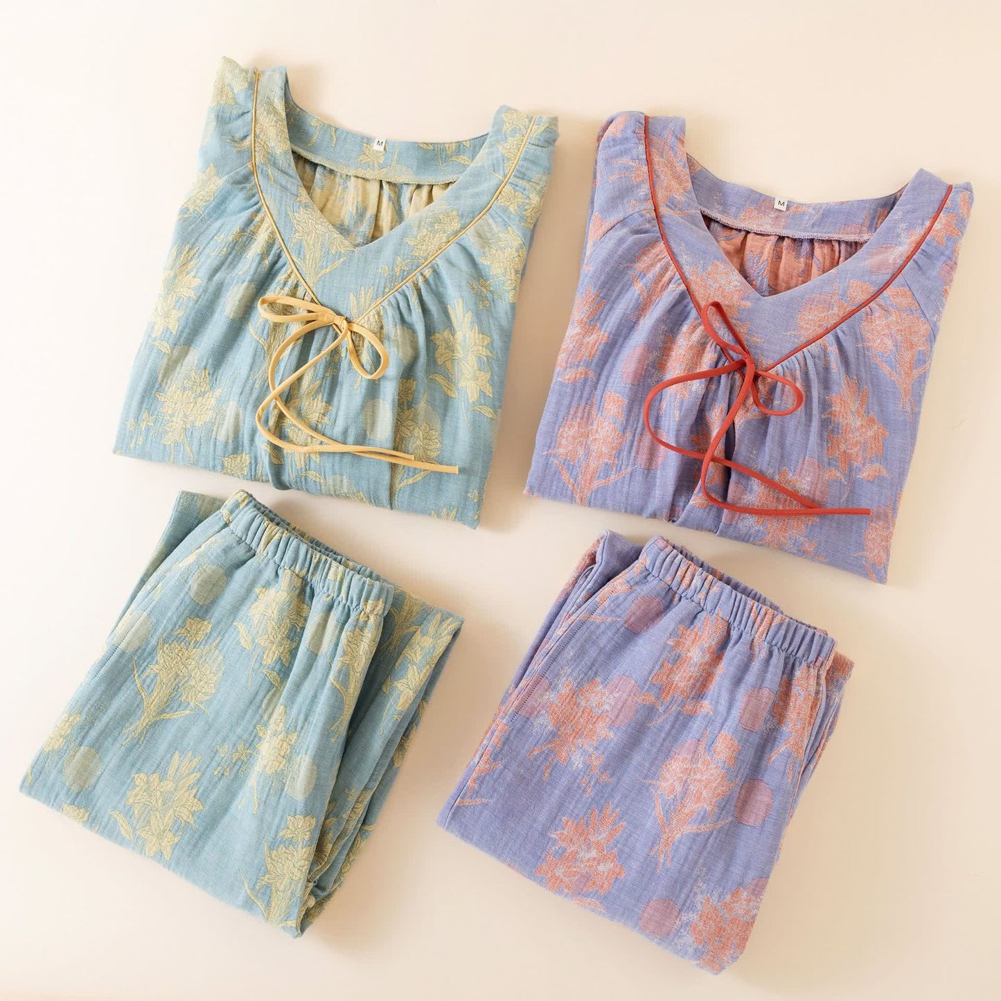 Ownkoti Oriental Lily Cotton Gauze Sleepwear Set