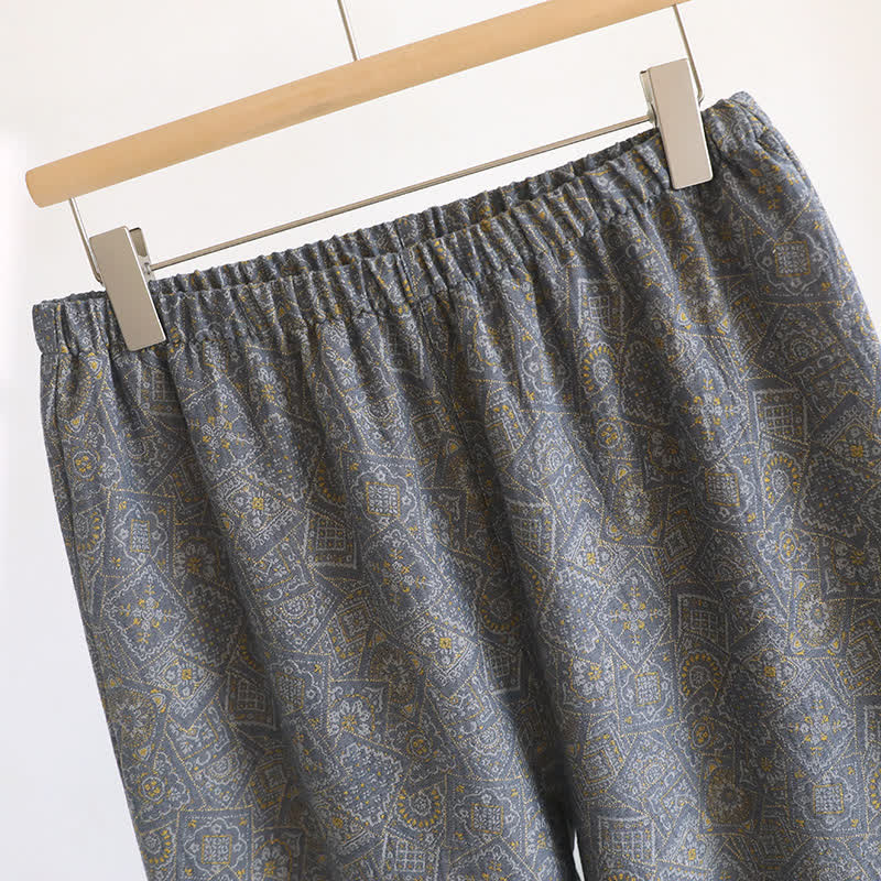 Ownkoti Unisex Japanese Kimono Geometric Pajama Set