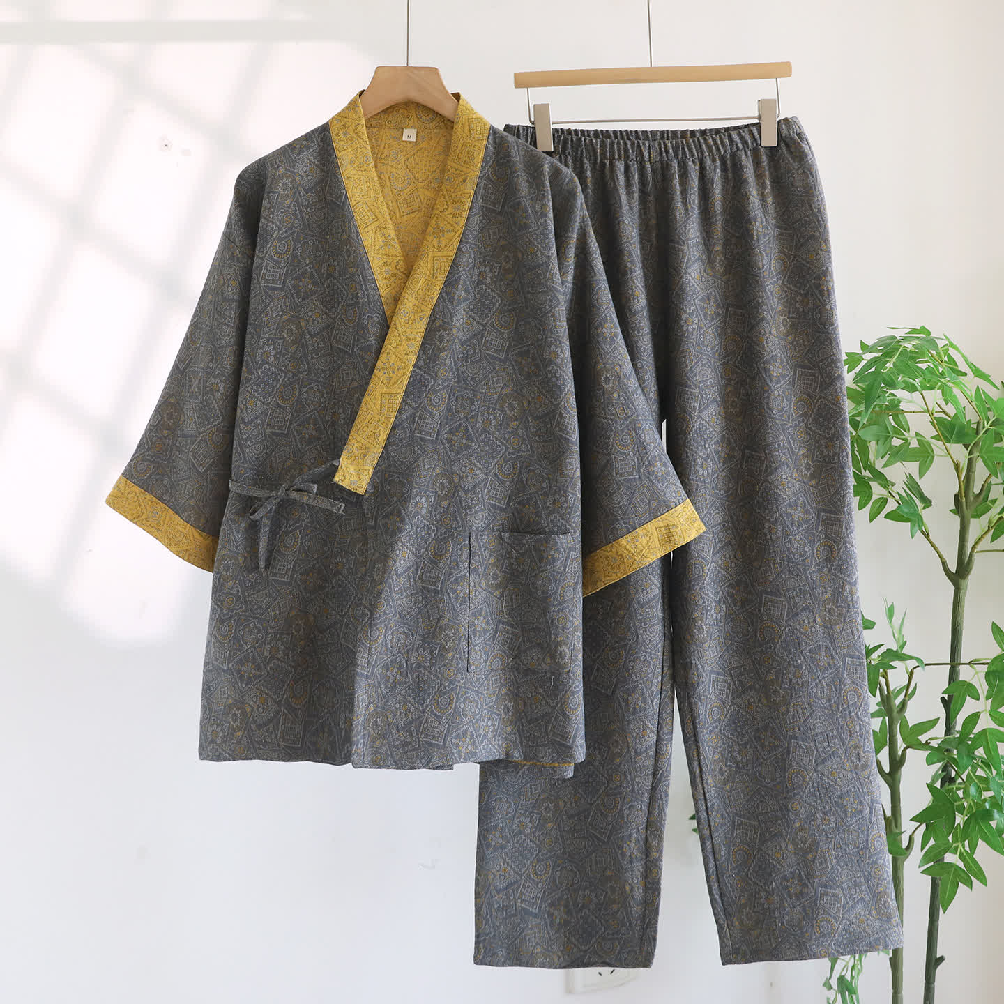 Ownkoti Unisex Japanese Kimono Geometric Pajama Set - XL - image 0