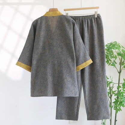 Ownkoti Unisex Japanese Kimono Geometric Pajama Set - image 1