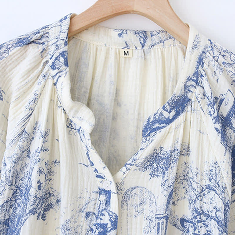 Ownkoti Toile Print Cotton Gauze Nightdress