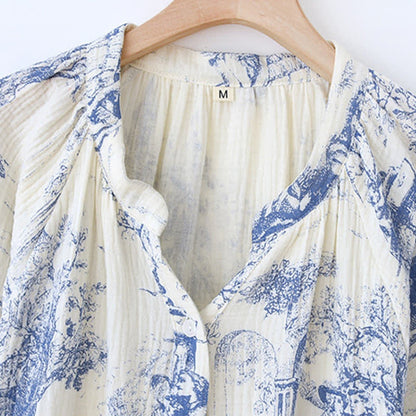 Ownkoti Toile Print Cotton Gauze Nightdress