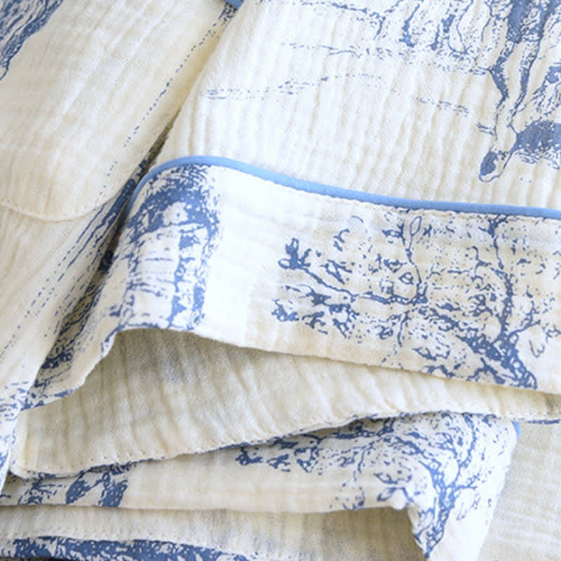 Ownkoti Toile Print Cotton Gauze Nightwear Set