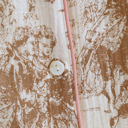 Ownkoti Ink-wash Toile Print Cotton Gauze Loungewear