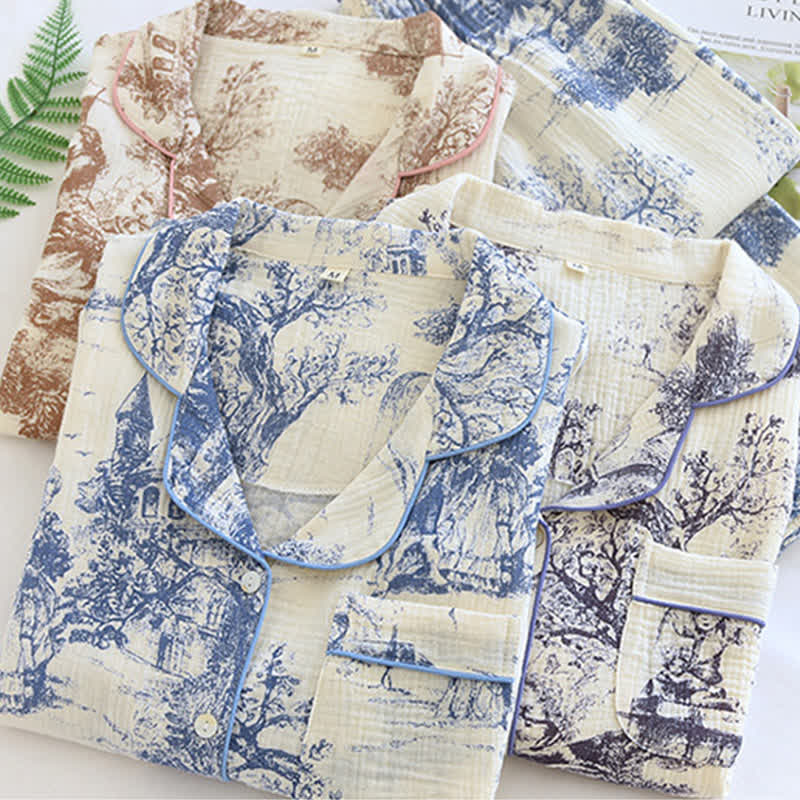 Ownkoti Ink-wash Toile Print Cotton Gauze Loungewear - image 1