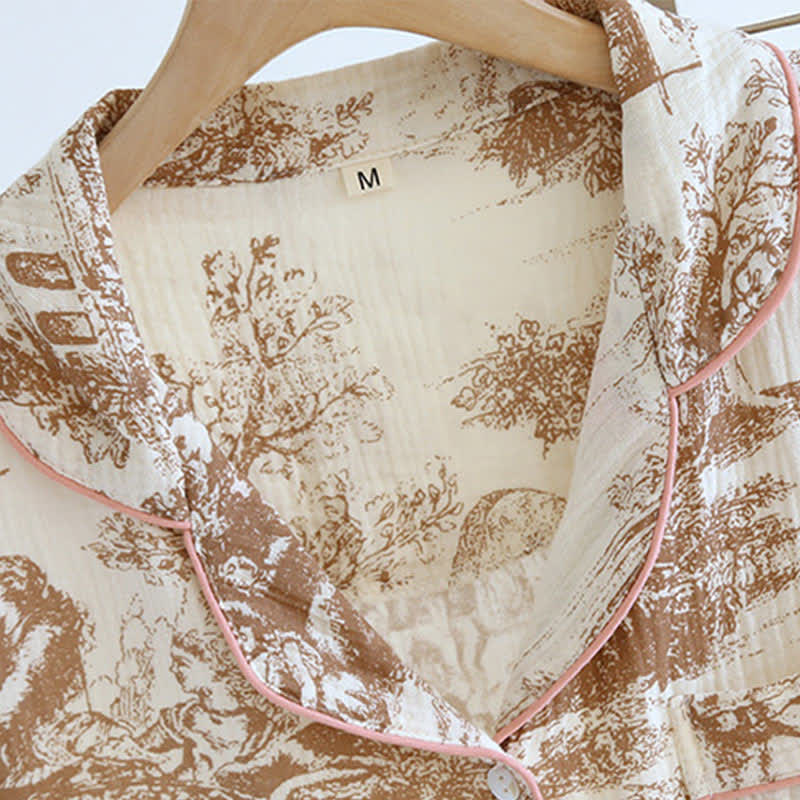 Ownkoti Ink-wash Toile Print Cotton Gauze Loungewear - image 1