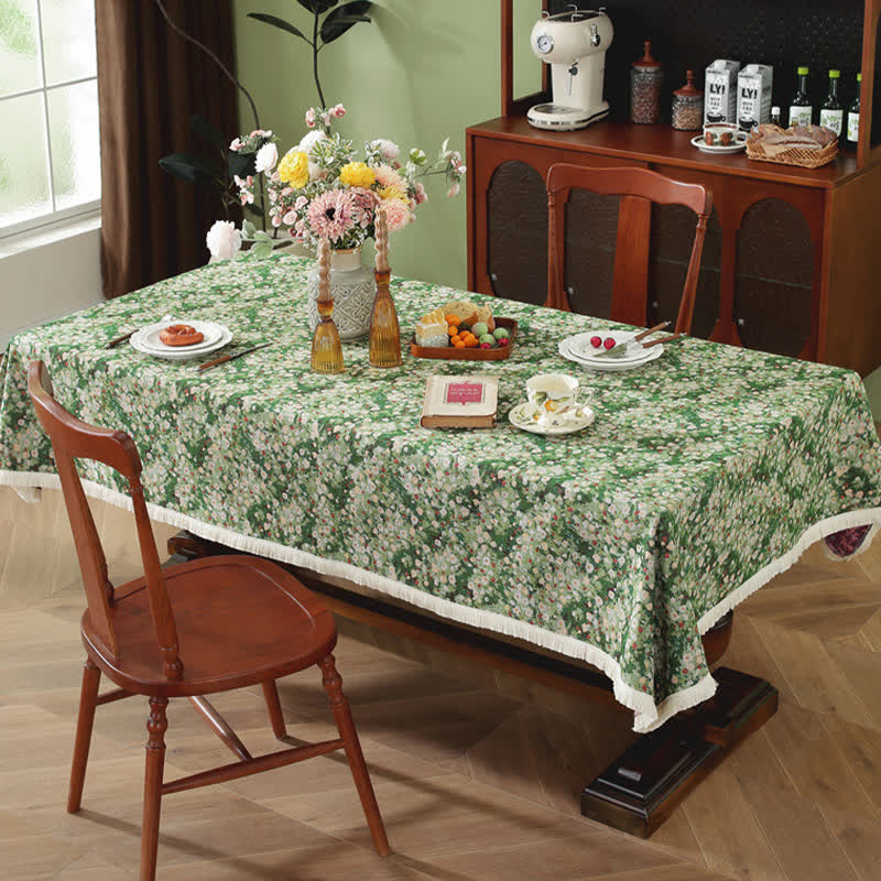 Wrinkle Free Jacquard Rustic Rectangle Tablecloth - image 1