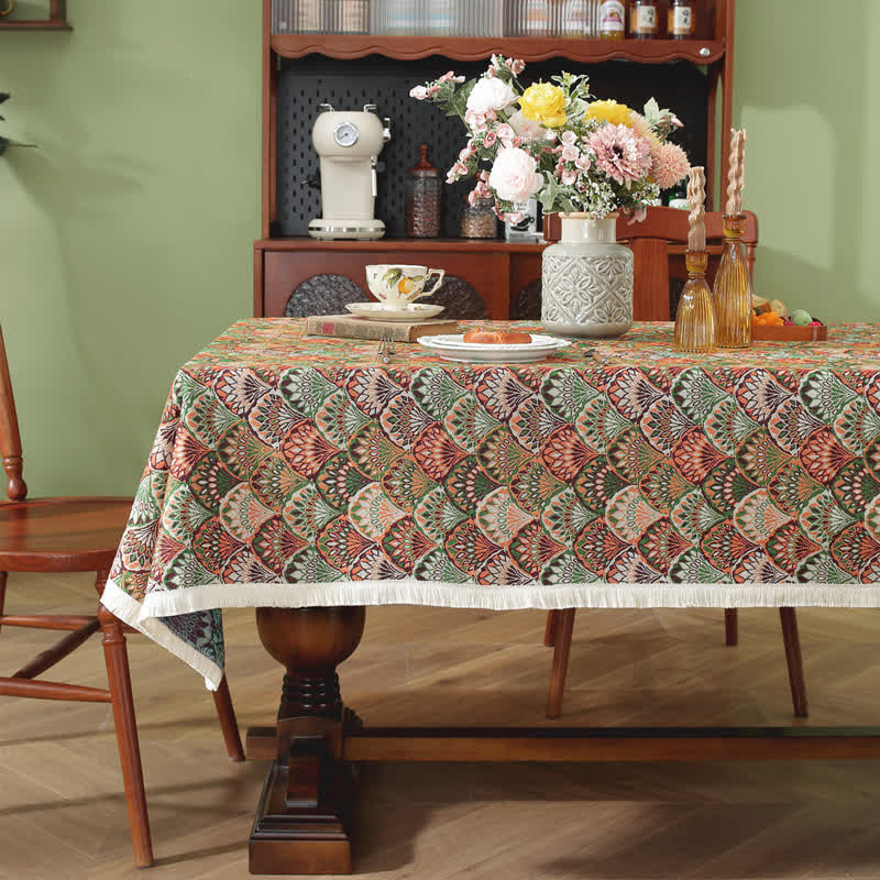 Ownkoti Washable Stain-Resistant Boho Tablecloth