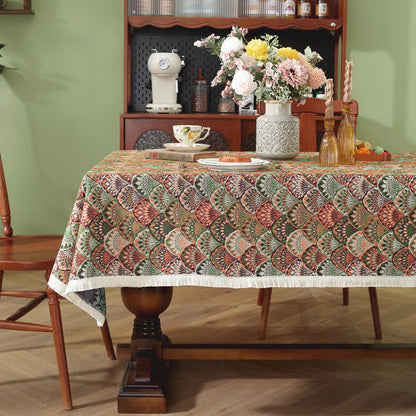 Ownkoti Washable Stain-Resistant Boho Tablecloth
