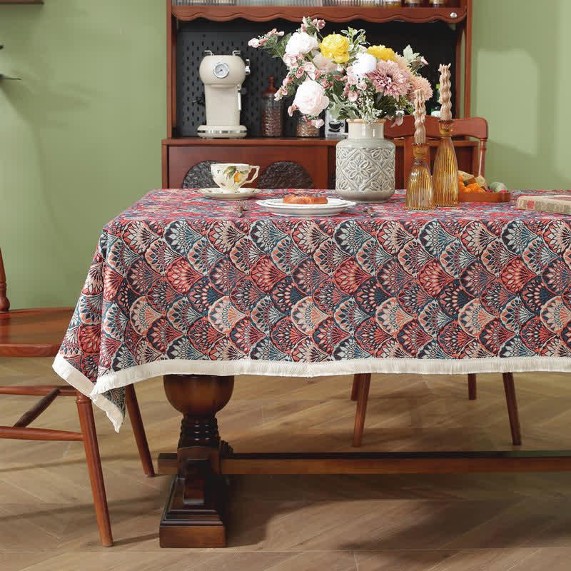 Ownkoti Washable Stain-Resistant Boho Tablecloth