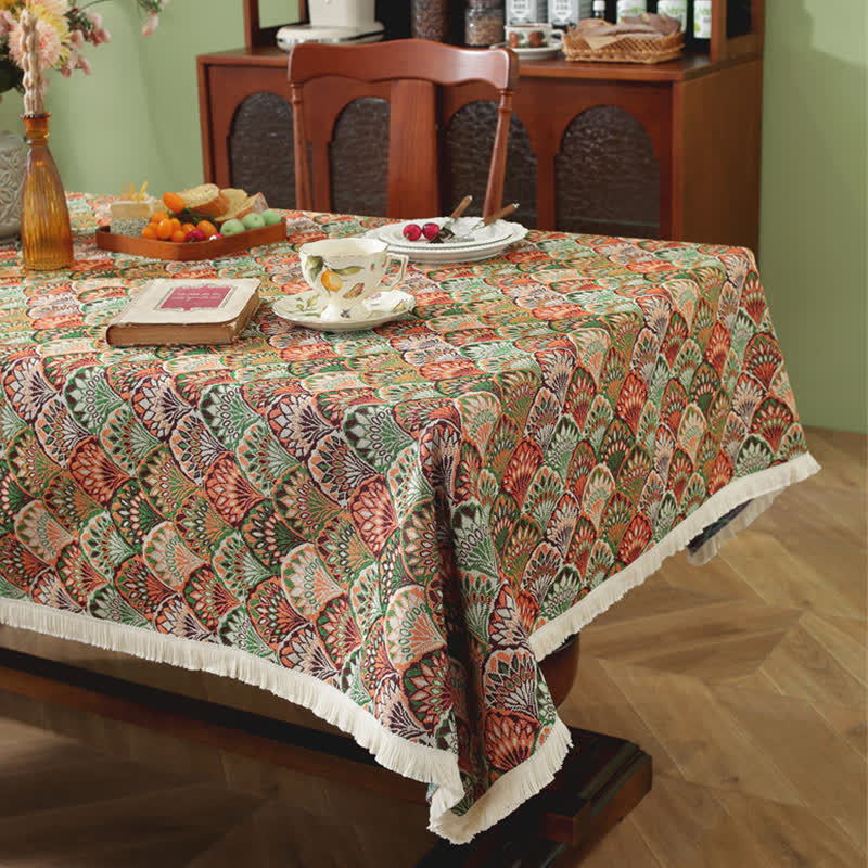 Ownkoti Washable Stain-Resistant Boho Tablecloth