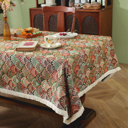 Ownkoti Washable Stain-Resistant Boho Tablecloth