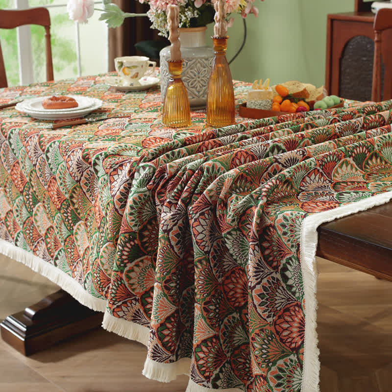 Ownkoti Washable Stain-Resistant Boho Tablecloth