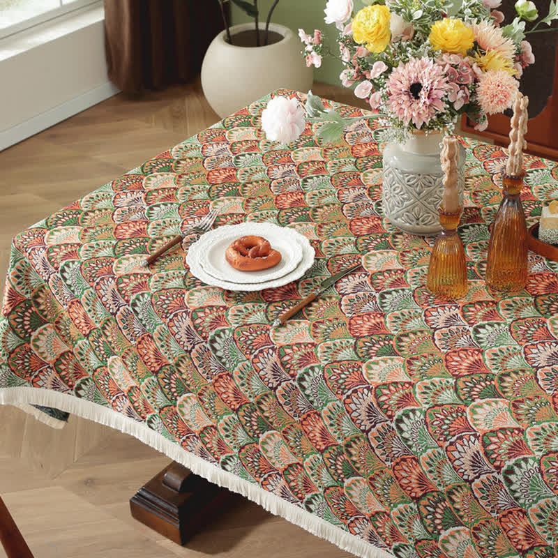 Ownkoti Washable Stain-Resistant Boho Tablecloth
