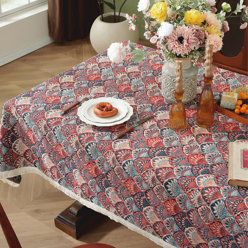 Ownkoti Washable Stain-Resistant Boho Tablecloth