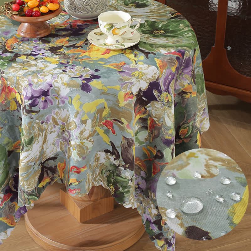 Ownkoti Pastoral Oil Painting Waterproof Tablecloth