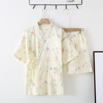 Ownkoti Floral Cotton Gauze Kimono Loungewear Robe