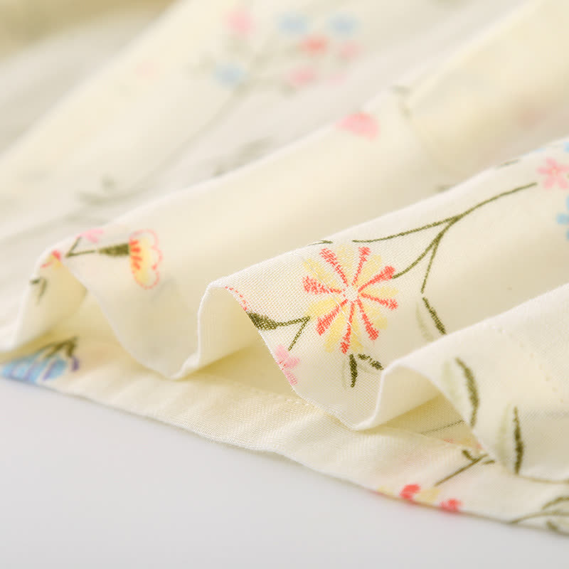 Ownkoti Floral Cotton Gauze Kimono Loungewear Robe