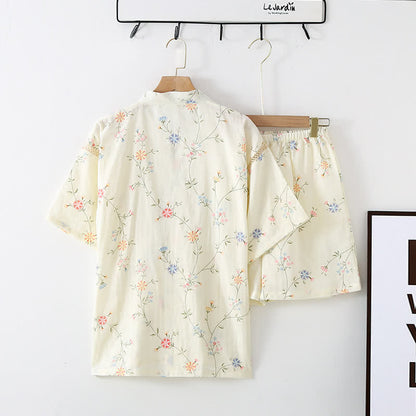 Ownkoti Floral Cotton Gauze Kimono Loungewear Robe