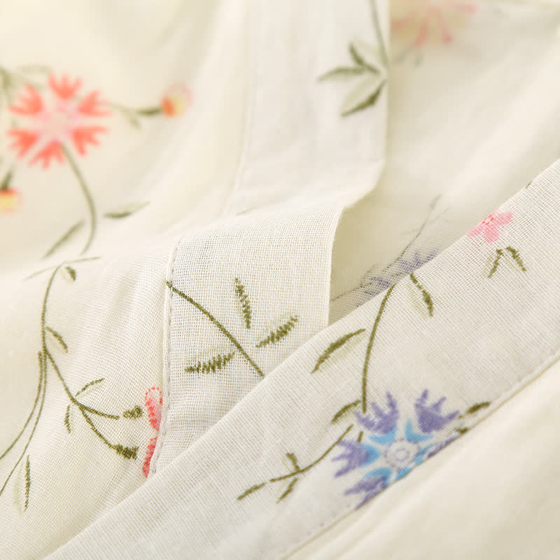 Ownkoti Floral Cotton Gauze Kimono Loungewear Robe