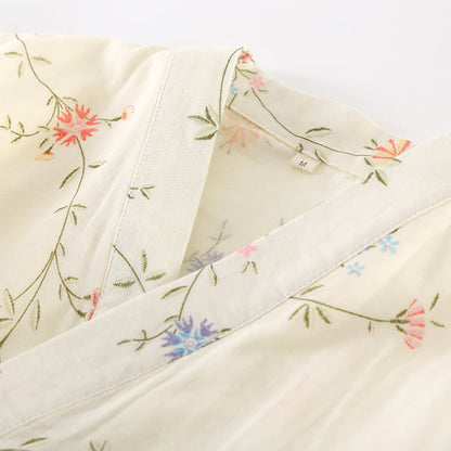 Ownkoti Floral Cotton Gauze Kimono Loungewear Robe
